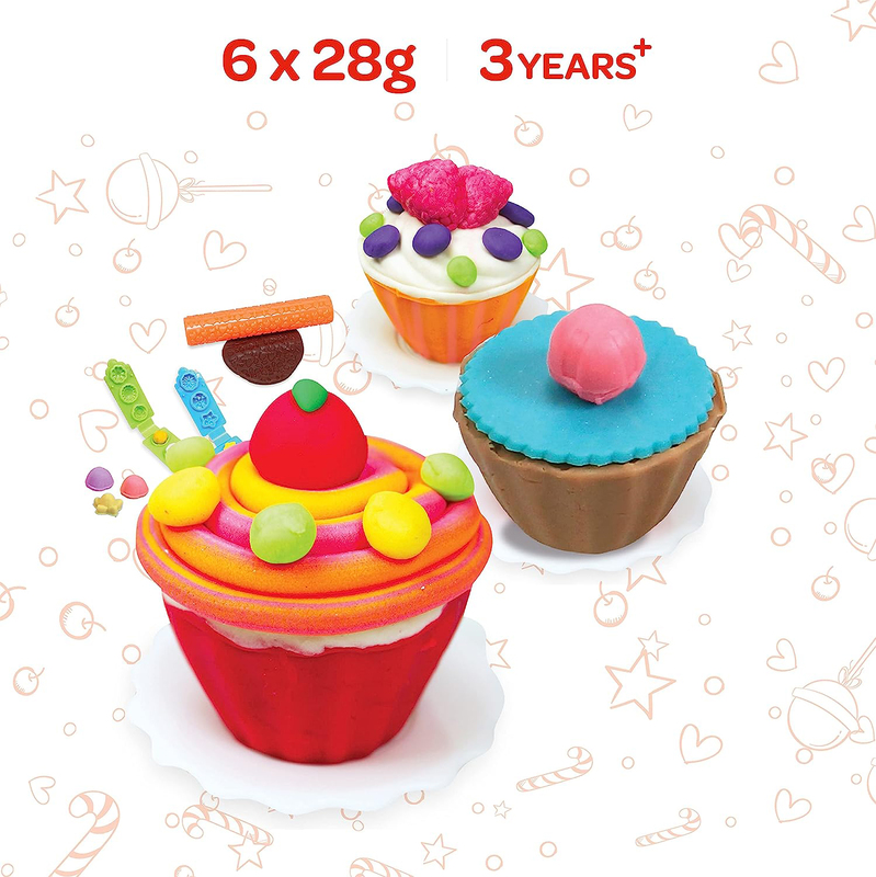 Moon Dough Creation Cup Cake Set DIY Clay Toys, 6 Pieces, Ages 3+