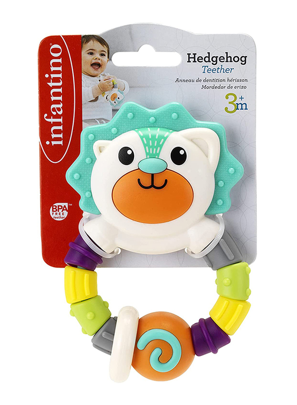 Infantino Hedgehog Teether for Baby, 3+ Months, Multicolour