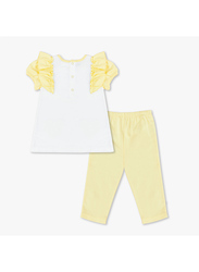 Moon Lemon Hearts Cotton Crew Neck T-Shirt & Legging Set for Baby Girls, 12-18 Months, Yellow