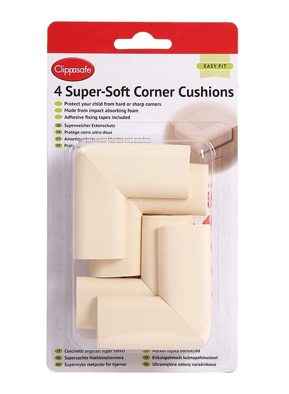 Clippasafe Super-Soft Corner Cushions, 4 Pieces, Beige