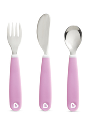 Munchkin Splash Fork Knife Spoon Set, 3 Piece, Purple