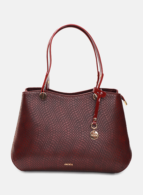

Amica Amada Top Handle Everyday Leather Tote Bag for Women, Wine Red