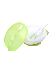 Kidsme Suction Bowl with Ideal Temperature Feeding Spoon Set, Lime