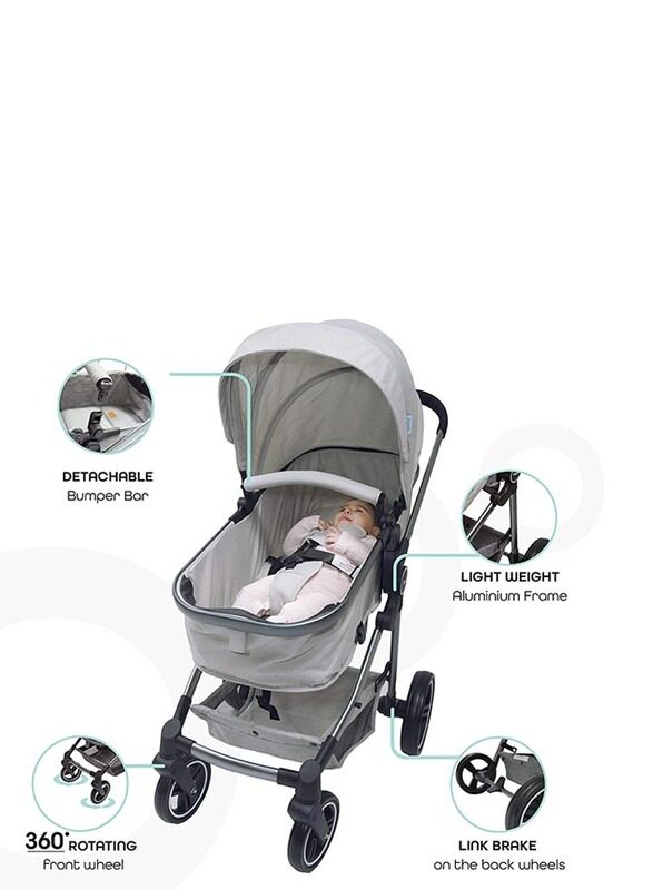 Moon Pro 2-in-1 Convertible to Carrycot Reversible Stroller, Ages 0+ Months, Grey