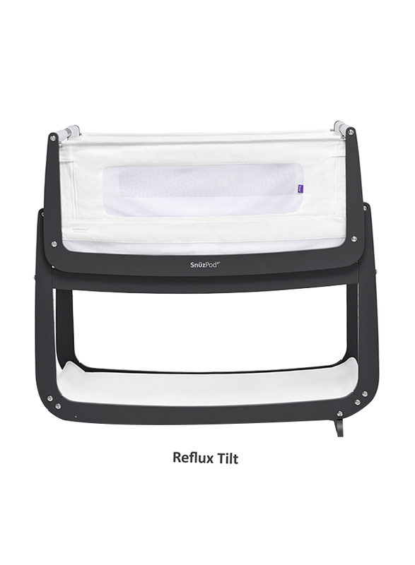 Snuz Pod 4 Baby Bedside Crib Safety Tested Breathable Mattress & Dual View Mesh Windows, 100 x 95 x 49cm, Slate