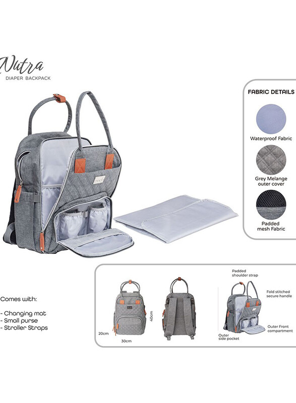 Moon Tres 3-in-1 Travel System with Nutra Diaper Backpack, Grey