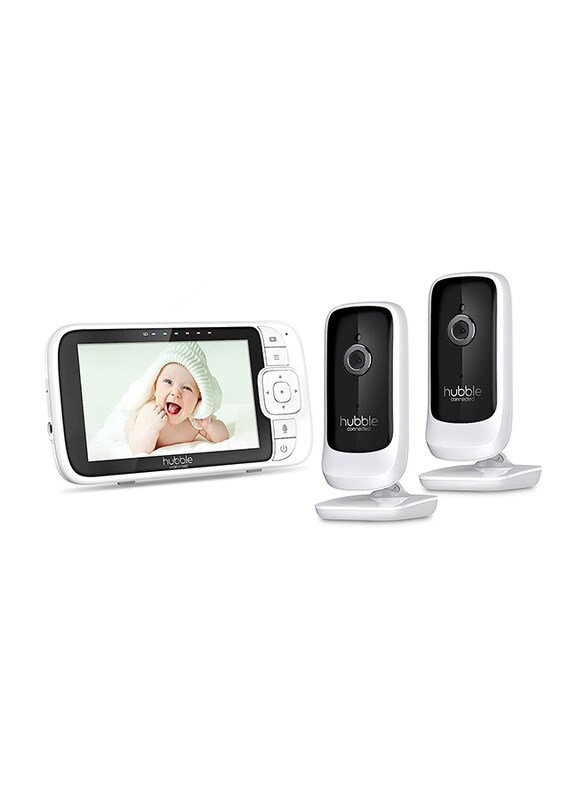 

Hubble Twin Cameras Baby Monitor with 5' Display, Infrared Night Vision, Digital Zoom & Room Temperature Sensor, White