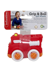 Infantino Grip & Roll Soft Wheels Baby Fire Engine, Ages 0+ Months, Red/Orange/White