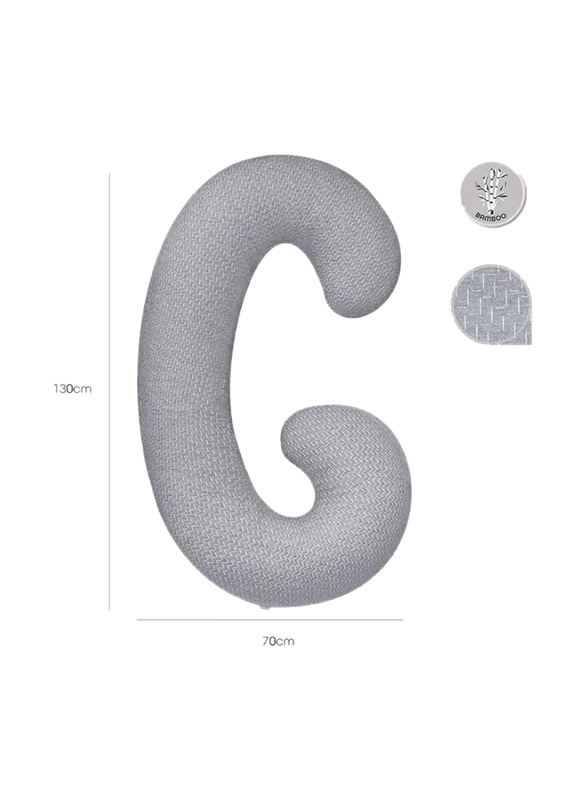 Moon Bamboo Maternity C-Shape Pillow, Grey