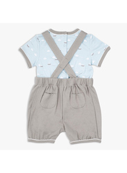 Moon Little Boat 100% Cotton T-Shirt and Dungaree Set for Baby Boys, 0-3 Months, Teal
