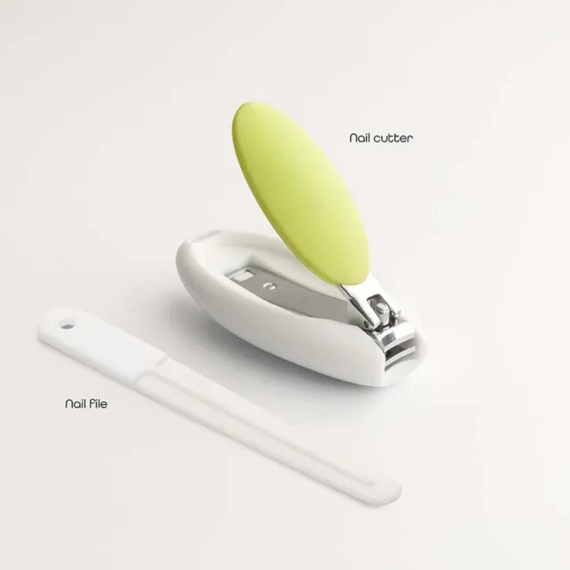 Moon 2-Pieces Baby Health Care Nail Clipper & Nail File, White/Green