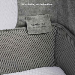 Snuz Pod 4 Baby Bedside Crib Safety Tested Breathable Mattress & Dual View Mesh Windows, 100 x 95 x 49cm, Dusk Grey