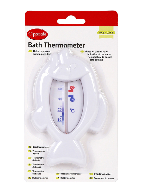 Clippasafe Baby Bath Safety Temperature Fish Thermometer, White