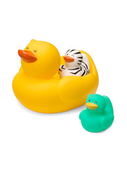 Infantino 3-Pieces Bath Duck N Family Bath Toy Set for Kids, Yellow/Green