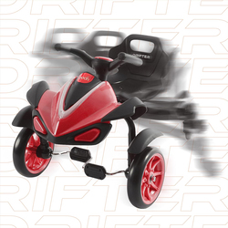 Moon Drifter Drift Bike 4 Wheel Scooter with Grip Handles/LED Lights/Pedals, Red, Ages 3+