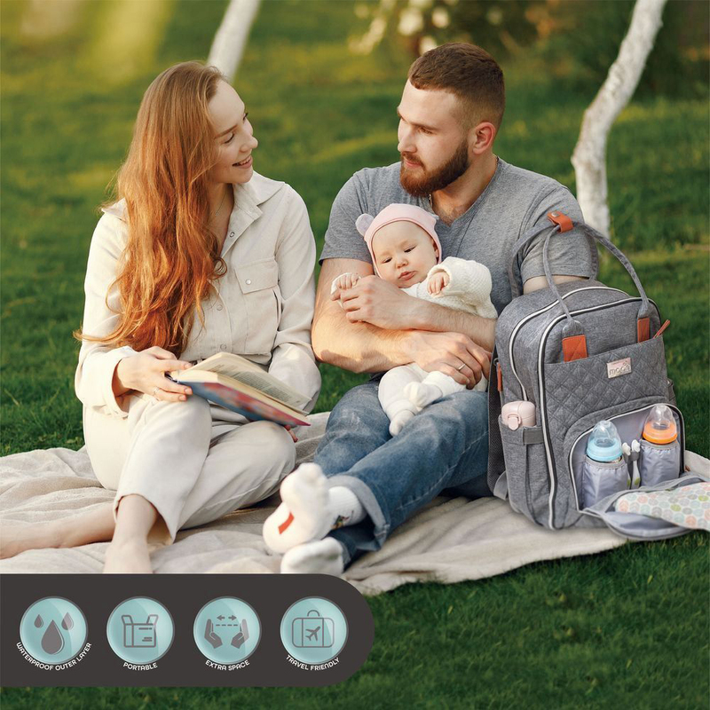 Moon Tres 3-in-1 Travel System with Nutra Diaper Backpack, Grey