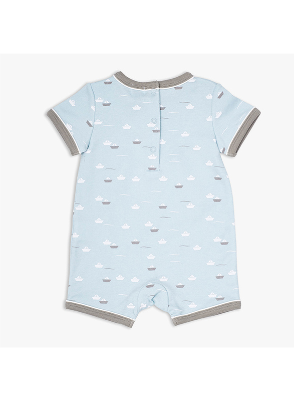 Moon Little Boat 100% Cotton Romper for Baby Boys, 6-9 Months, Teal