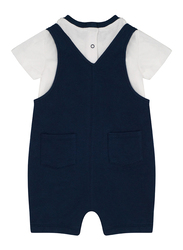 Moon Navy Sports Cotton Polo T-shirt & Short Dungaree Set for Baby Boys, 9-12 Months, Blue