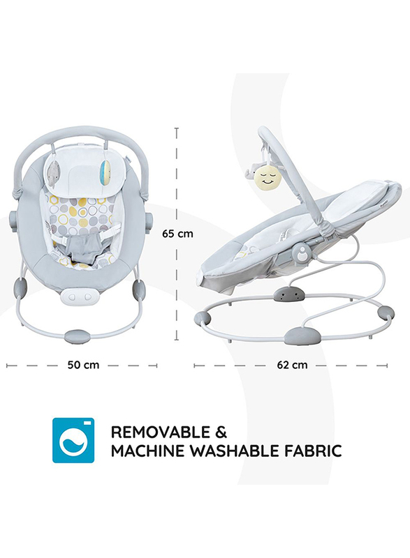 Moon Hopper Baby Bouncer Portable Soothing Seat With Vibration, 0-6 Months, Grey