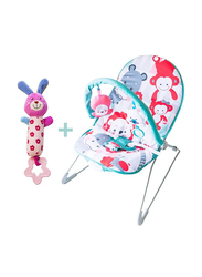 Moon Hop-Hop Bouncer with Bunny Soft Rattle Toy, Pink