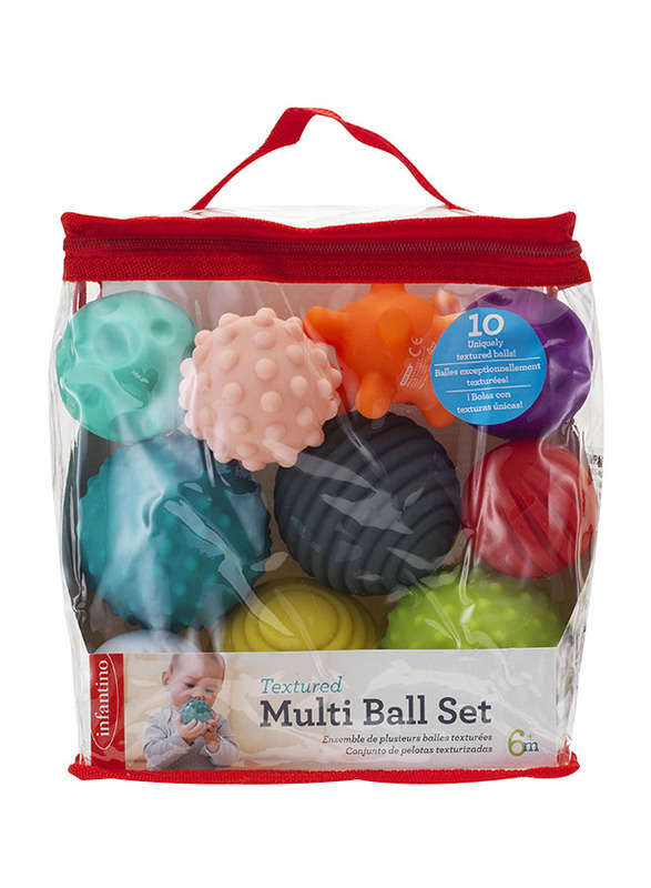 Infantino 10-Piece Textured Multi Ball Set Toys for Baby, Multicolour