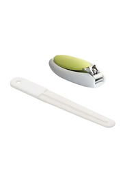 Moon 2-Pieces Baby Health Care Nail Clipper & Nail File, White/Green