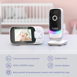 Hubble Nursery View Glow 2.8'' Baby Video Monitor with High Sensitivity Microphone, Infrared Night Vision, White