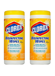 Clorox Lemon Disinfecting Cleaning Wet Wipes, 2 Cans x 35 Wipes