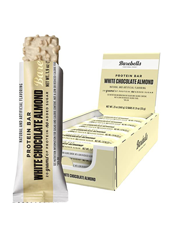 Barebells Protein Bar, 12 x 55g, White Chocolate Almond