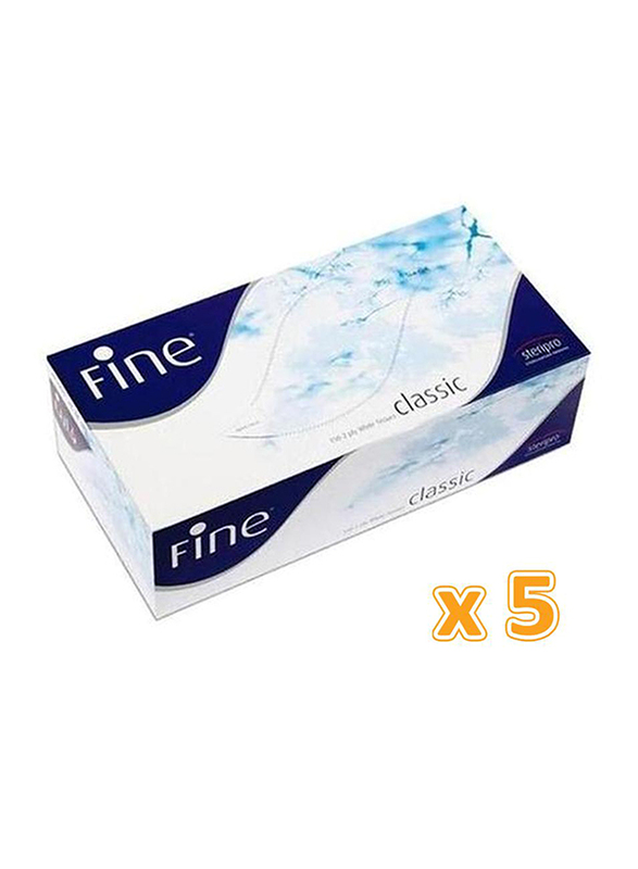 Fine Classic Facial Tissues, 5 Boxes x 150 Sheets x 2 Ply