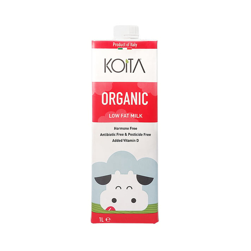 Koita Organic Milk, Low Fat - 1 Liter x 12