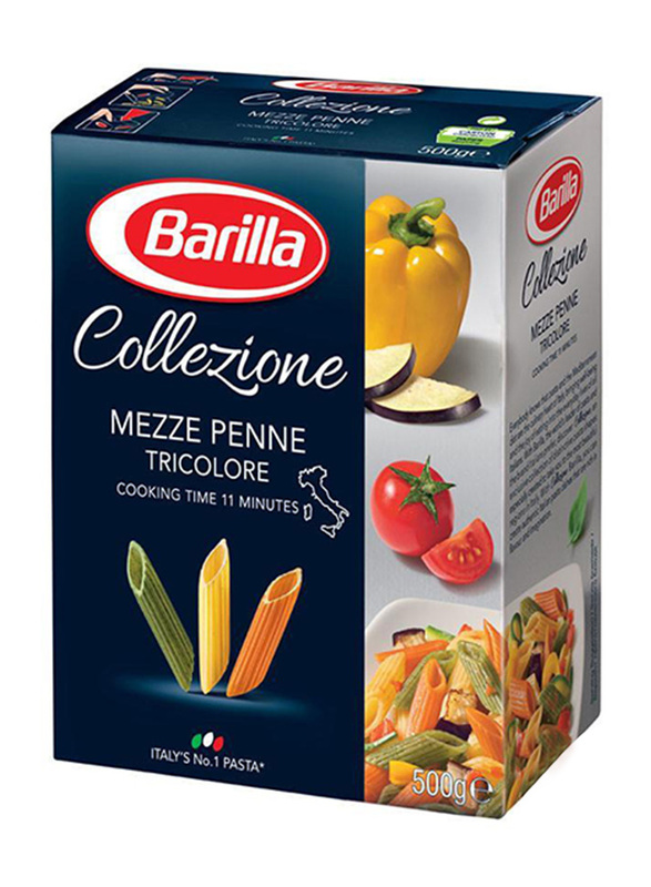 Barilla Collezione Tricolore Mezze Penne Specialty Pasta, 2 Boxes x 500g