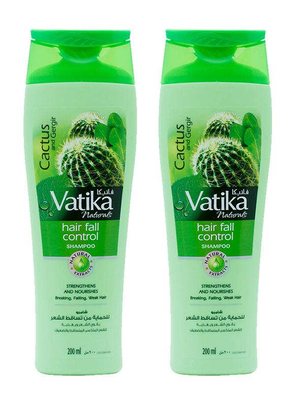 Dabur Vatika Naturals Hair Fall Control Shampoo with Cactus & Gergir, 2 x 200ml