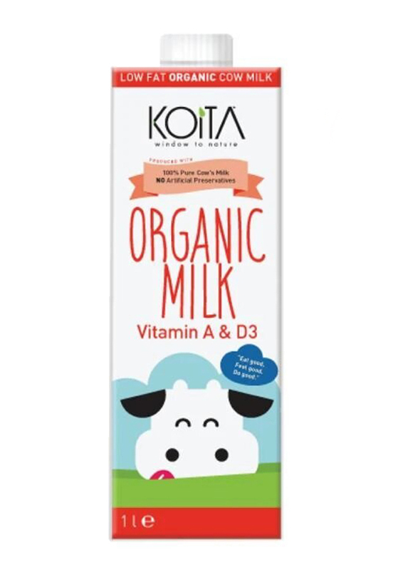 Koita Organic Milk, Low Fat - 1 Liter x 12