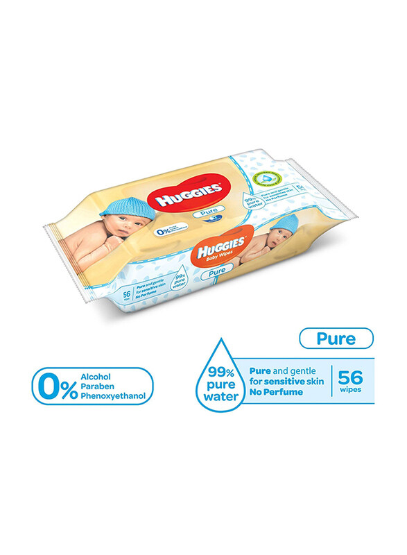 

Huggies 3 Packs Pure Baby Wipes, 56 Wipes