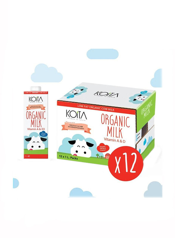 

Koita Organic Milk, Low Fat - 1 Liter x 12