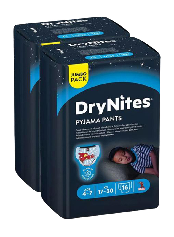 Huggies DryNites Pyjama Pants, Age 4-7 Years, 17-30 kg, Jumbo Girl, 64 Count