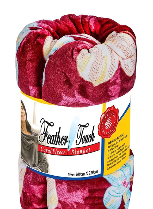 Feather Touch Coral Fleece Blanket, 200 x 220cm, Double, Red