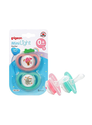 Pigeon Twin Minilight Pacifier for Girl, Small, Pink/Blue