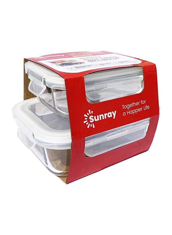 

Sunray High Borosilicate Glass Food Storage Sets, 370/640ml, 2 Pieces, Clear