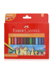 Faber-Castell Grip Erasable Crayons, 12 Pieces