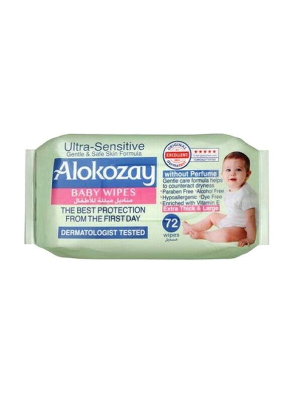 

Alokozay 72 Pieces Hypoallergenic Baby Wipes with Vitamin E for Kids