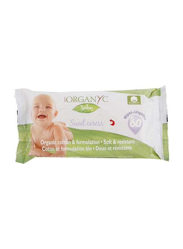 Organyc 60 Wipes Cotton Sweet Caress Baby Wipes for Babies