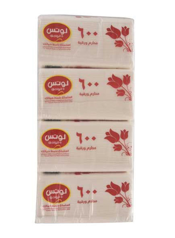 Lotus Al Wadi Soft Facial Tissue, 4 x 600 Sheets