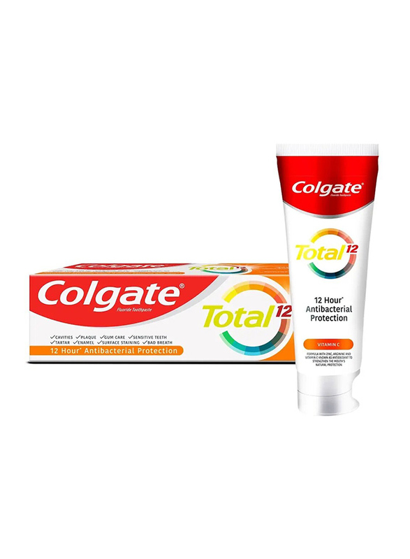 Colgate Total Vitamin C Antibacterial Multi Benefit Toothpaste 12 Hour Germ Protection Mint, 75ml