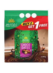 Date Crown Milk & Dark Chocolate With Almonds Choco Dates, 3 x 250g