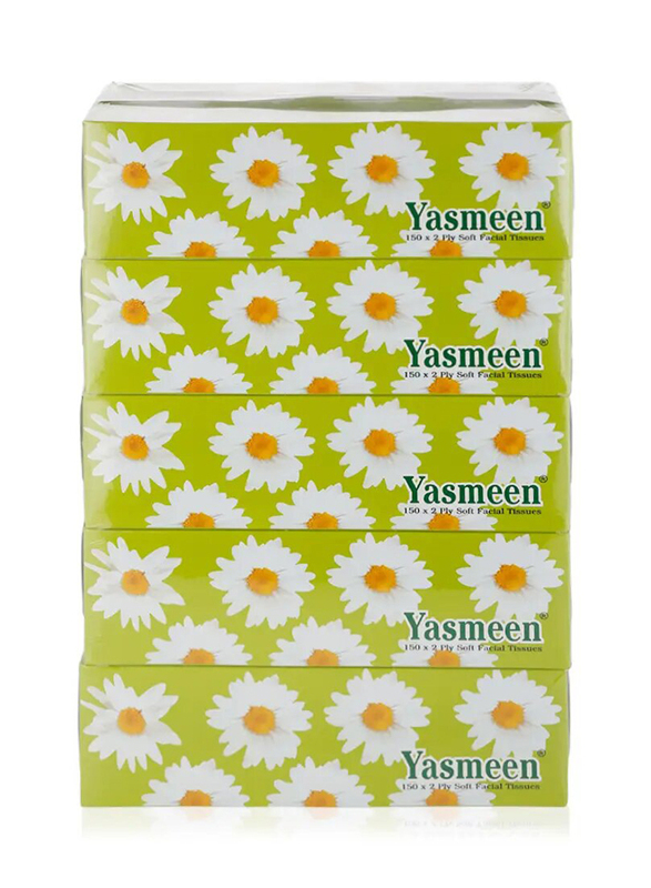 Yasmeen 2 Ply Soft Facial Tissues - 5 x 150 Pieces