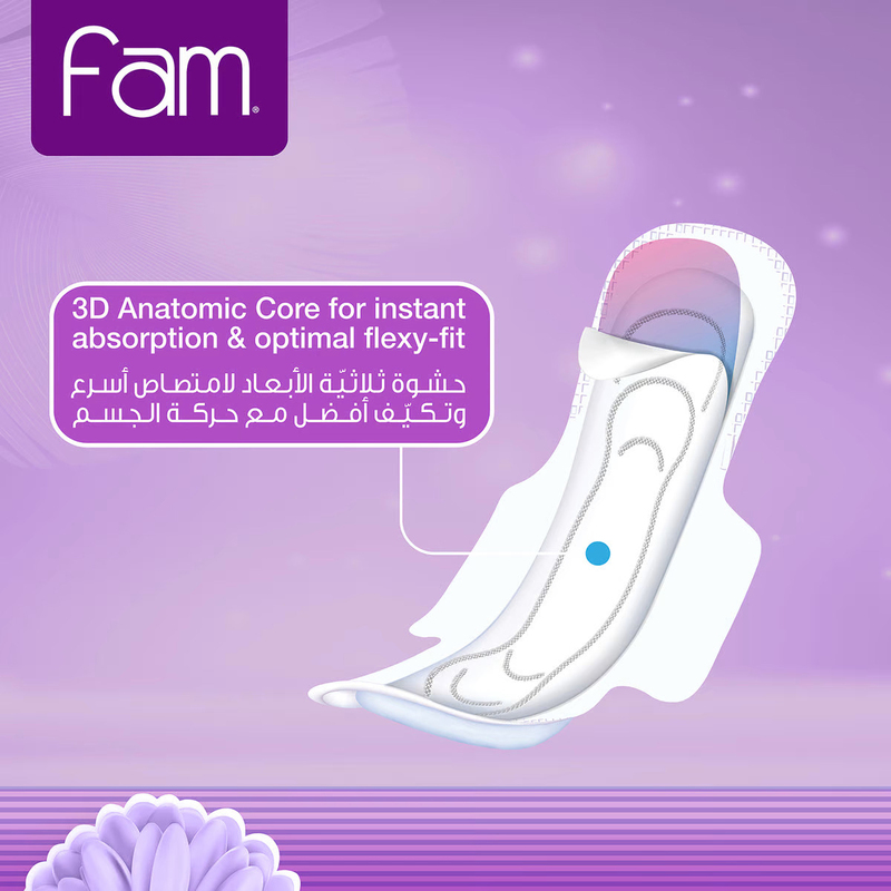 Fam Night Sanitary Pads Folded With Wings, 48 Pieces