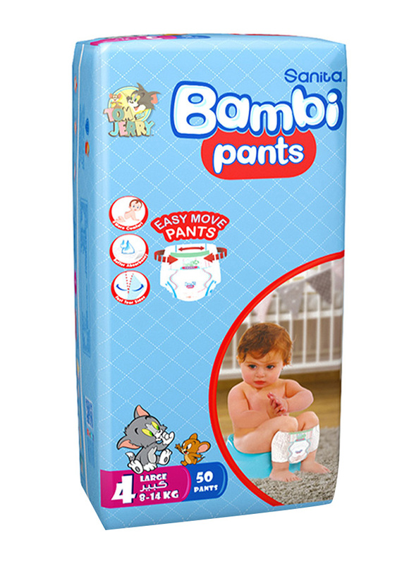 Sanita Bambi Pants, Size 4, 8-14 Kg, Large, 50 Count