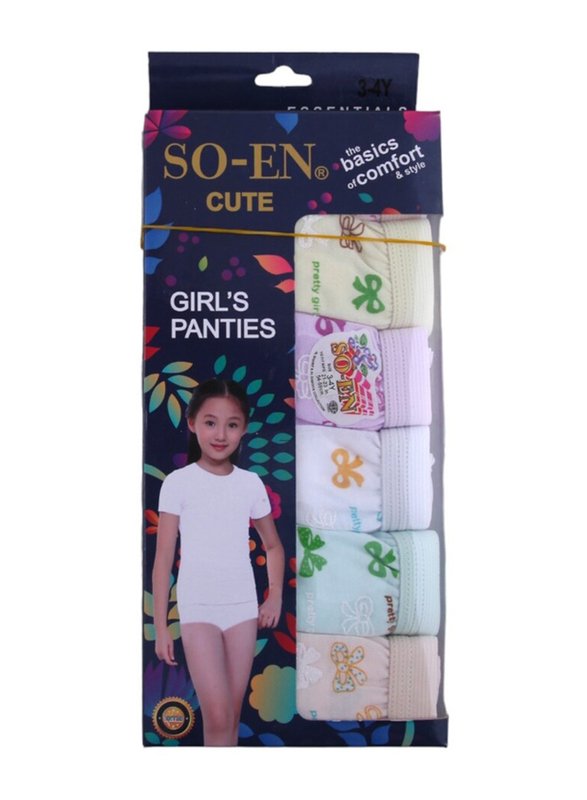 So-en Girls Brief Panties, 3 - 4 Years, Multicolour, 6 Pieces